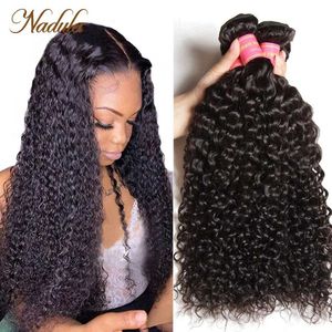 Hair Wefts Nadula Hair Brazilian Curly Braided 3 Bundles/4 Pieces Brazilian Remi Hair Bundle Trading 100% Curly Human Hair Extension 8-26 inches Q240529
