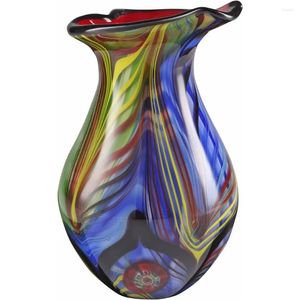 Vaser Heminredning Handblåst abstrakt Teardrop Art Glass Vase For Decor Centerpiece Tabell 9,5 tum hög Multicolor