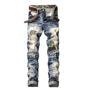 Kiovno Men039s рваные отверстия джинсы прямые лоскутные джинсовые брюки мужской уличной одежды промыты 34565222746898