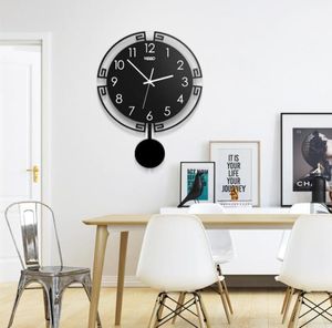 Vintage 3D Digital Swing Wall Clock Modern Design Acrylic Pendulum Creative Watch Living Room Home Decoration Hanging Clocks T20014634140