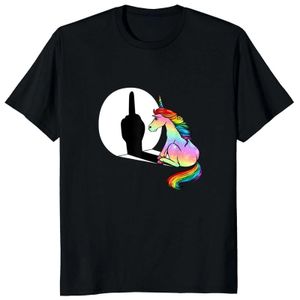 Erkek Tişörtler Unicorn Orta Parmak FXK T-Shirt Kadın T-Shirt% 100 Pamuk Sokak Giyim T-Shirt Anime Giyim Dört Seasonsl2405