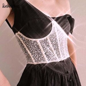 high Waist Lace Slimming Bustier Corset Shapewear Women Shaping Strap Girdles Lace Up Sequin Bustier Corset 297S