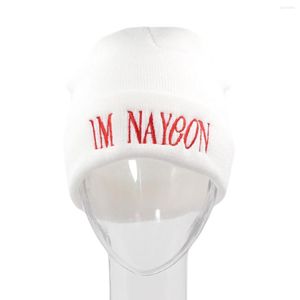 Berets IM NAYEON Beanie Hat TWICE Kpop Knitted Embroidery Skull Chapeau Femme Cap Hip Hop Caps 3210