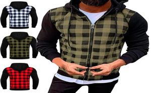 Men039s Hoodies Sweatshirts Man Plaid Hoodie Sweatshirt kausal långärmad skjorta rockar dragkedja cardigan jacka för män mode3068150