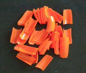 500pcsbag falska naglar orange färg diy hemma konstgjorda franska manikyr akryl nagelspetsar falsk nageltips för flickor professio9541290