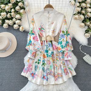 Новая модная женская подставка для воротника с длинным рукавом с длинным рукавом цветы бабочки с поясом милое платье и размер smlxlxxl