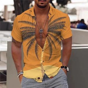 メンズカジュアルシャツ2024年夏3Dプリント半袖レトロパターンハワイアンファッションビーチ手頃な価格の襟ボタンシャツ