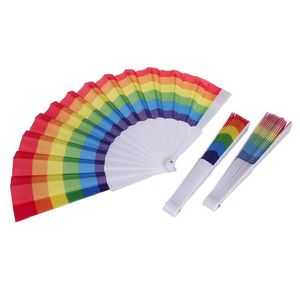 Konst och hantverk Rainbow Fan Plastic Printing Colorf Home Festival Decoration Craft Stage Performance Dance Fans Drop Delivery Garden A DHBTL