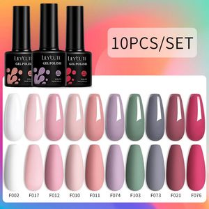 LILYCUTE 10PCSSET KOLOR COLD GEL PLICK PLICK PÓŁNOTNY WIELKI LED UV Zanurz żel paznokci