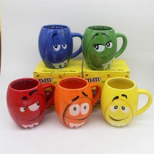 600 ml Mm Bohnen Kaffeetassen Teebassen und Tassen Cartoon süßer Ausdruck Marke Getränkware Weihnachtsgeschenke 210804 273n
