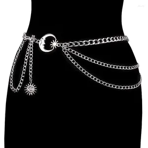 Belts 1Pc Women Waist Chain Belt For Dress Skirt With Moon Star Waistbands Gold Silver Ladies Clothing Accessories