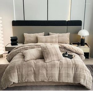 Zestawy pościeli Faux Futro Line Puszysta Puszysta Pełna zestaw mikrofibry Winter Quilt Duvet Podwójne arkusze domu Ket