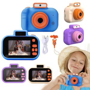 Игрушечные камеры пленка Cartoon Photo Camera Dual-Camera 2-дюймовая HD IPS Screen Digital Kids Camera Зарядка с Lanyard для детских вечеринок WX5.28