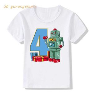 T-shirts barn t-shirt för pojkar klädande barn flickor kläder Grattis på födelsedagen nummer 1 2 3 4 gammal tshirt flicka rolig robot grafisk tee t-shirt d240529