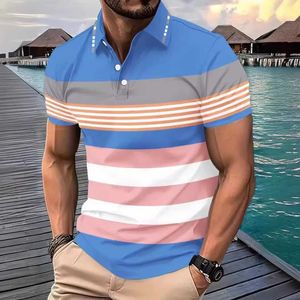 Polos masculinos Novo masculino Camiseta casual de verão elegante e confortável camisa polo Z240529