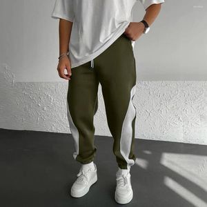 Mäns byxor män spårar kontrast färg gymträning träning tröjor med fotledsbandade tunna sidofickor dragskon elastik för jogging
