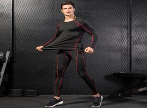 Russland Lokale Lieferung Komprimierung Tracksuit Fitness Tight Run Set Shirt Legging Men Sportswear Demix Black Gym Sportanzug 2350479