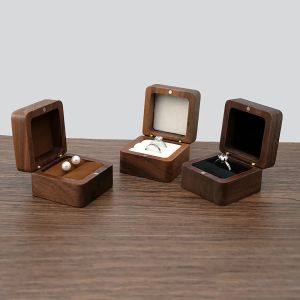 Träringlåda smycken Display Lover Ring Holder Förslag Engagemang Bröllopsarrangör Golden Ängårsdag Kärleksgåva