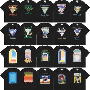 Tasarımcı T Shirt Kazablancas Tshirts Lüks Erkek Tees Yiyecek Yaz Ter Ekibi Boyun Kısa Kollu Açık Nefes Alabilir Pamuk Casa Blanca Giyim