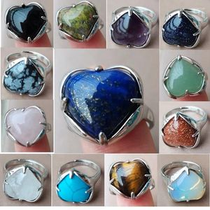 クラスターリングopal howlite tiger eye aventurine lapis lazuli Goldstone Jaspe Crystal Unakite Blue Sand Heart Beads Ring WB918