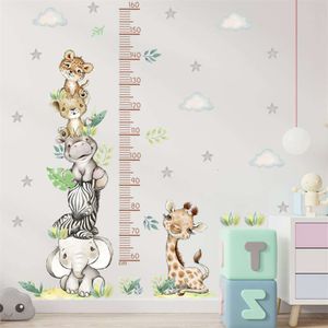 Cartoon Animal Stars Height Ruler Wall Stickers for Child Kids Nursery Self-adhesive Vinyl Home Decor Baby Room Wallpaper L2405