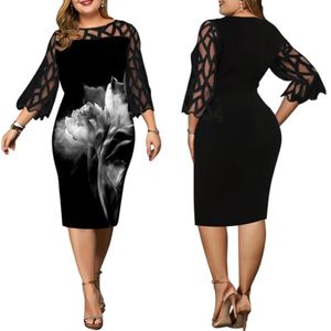 Vintage vår sommar elegant klänning kvinnor casual wear wear office bodycon formell bröllop party brud brudgum mamma klänningar stor storlek 242s