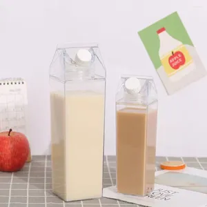 Water Bottles Milk Carton Bottle Transparent Plastic Portable Clear Box For Juice Tea Kitchen Dining Bar Drinkware