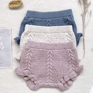 Autumn Spring Kids Princess PP Solid Color Ruffle Edge Lovely Knitting Pants Baby Girls Shorts L2405