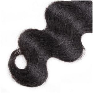 Hår wefts brasilianska kroppsvågvävbuntar med stängning Human Extension Makeup Lace Double Weft Drop Delivery Products Extensions DHOH6