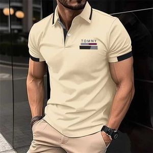 Herrpolos modebutik Mens Polo Shirt Summer Simple and Versatile Street Clothing Business Leisure Breatble Lapel Short Sleeve Top Z240529