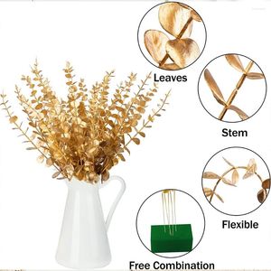 Decorative Flowers 12pack/lot Fake Plant Leaves Peaceful Ambiance In Home Or Office Indoor Outdoor Artificial Gold