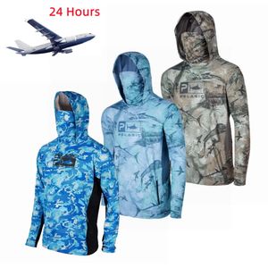 PELAGIC Fishing Shirts Upf 50 Long Sleeve Hooded Face Cover Camisa Pesca Quick Dry Tops UV Protection Fishing Face Mask Clothes 240520