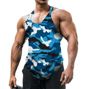 Herren-T-Shirts 2024 Neue Herren Camo Printed Tanktop 3D Fashion Cool Gym Tank Top Mens Beliebtes Fitness Sport Ärmel und Shirt S2452906