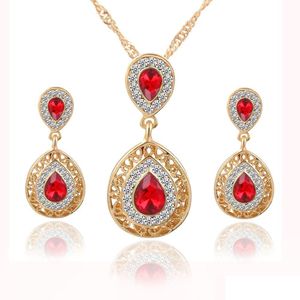 Wedding Jewelry Sets Fashion Bridal Hair Accessories For Women Stud Earrings Necklace Crystal Drop Pendant Delivery Dhzin