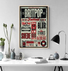 Typografi Art Britpop Music Festival målning Classic Canvas målningar vintage vägg affischer klistermärken heminredning gåva1694129