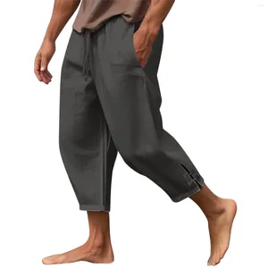 Calça masculina Praia com design de cor sólido Flit confortável LOUGO CUFFS CASUAL CAIXO HOMENS DE CAIS HIGH