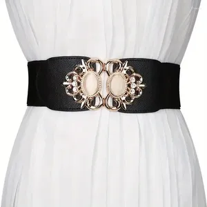 Belts Elastic Wide Waist Cover Belt Rhinestone Hook Buckle Wrap Cinch Corset For Women Dress