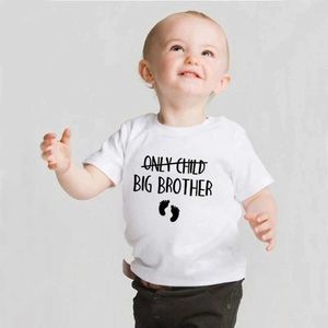 T-shirts Only Child Big Brother Sister To Be Pregnancy Announcement Tshirt Kids Short Sleeve T-shirt Children Toddler Casual Tees Top d240529
