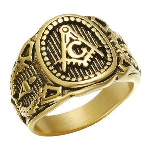 Ringas de banda Aço inoxidável massônico vintage hip hop para jóias punk masculino anel de entrega de gotas dhq6c