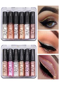 6pcsset Liquid Eyeliner Easy to Wear Waterproof Long Lasting Silver Rose Gold Colors White Gold Glitter Beauty Eyeshadow Makeup5890023