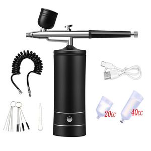 Nano Fog Mist Sprayer Mini Air Compressor Kit Air-Brush Paint Spray Gun Airbrush For Nail Art Tattoo Craft Cake 240528