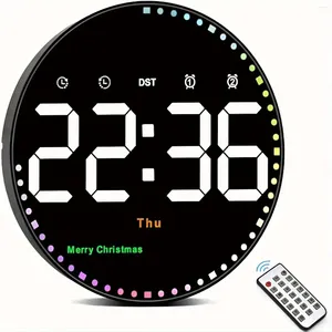 Wall Clocks Digital Clock 10" Large Display With Remote Control Adjustable Brightness Calendar Temperature 12/24 H Fo