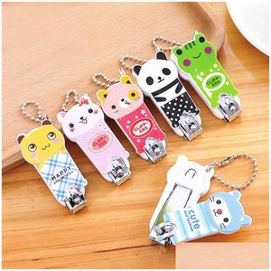 Chave de anéis de desenho animado keychains de animais fofos cortadores de unhas cadeiras crianças homens homens aço inoxidável manicure tesoura de tesouras de chaves dão dh4lp