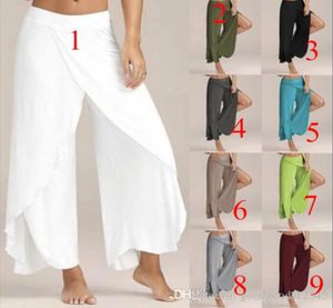 2019 Designer Women Clothes Womens Casual Stretch Pants Cross Wide Leg Bohemian Loose Trousers Women Leggings Fashion Solid DA6622908