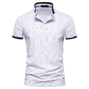 Erkekler Polos Aiopeson Sıradan Baskılı Polo Gömlek Erkekler İnce Fit Stand Yakası Pamuk Erkek T-Shirt Yeni Yaz Yüksek Kalite Klasik Erkek Giyim Z240529