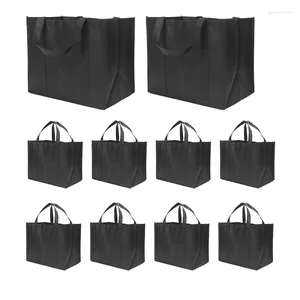 Shopping Bags 35L Reusable Grocery With Long Handles 10 Pack Foldable Bulk Tote