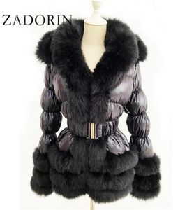 ZADORIN WINTER WART DETACHABLE DOWN JACKET女性毛皮のようなフェイクファーカラーホワイトダックジャケットダウンジャケットダウンコート2108236007457