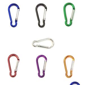 Nyckelringar 200st/Lot Metal Keychain Aluminium Climbing Hook Clip Snap Ring Cam Sportkedjan Tillbehör DIY -smycken som gör grossist DRO DHSHP