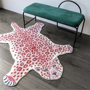 Dywany różowy dywan lamparta specjalny wystrój domu dywan zabawny wzór zwierząt dywaniki sypialnia miękki salon nocna mata podłogowa