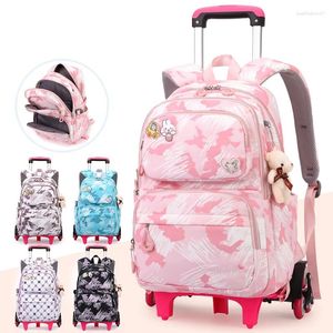 Borse per la scuola Rolling Welzed Backpack Book BAMS BASS BASS WITH Wheels Students for Girls Trolley Cine School Bag